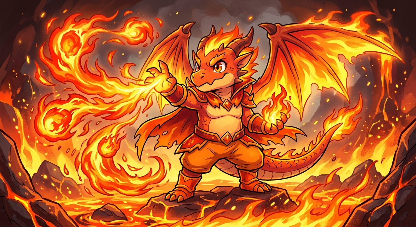 炎に囲まれたイフリートドラゴン